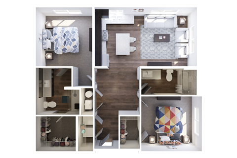 Lofts at Jefferson Station 2 Bedroom 2 Bath Floor Plan